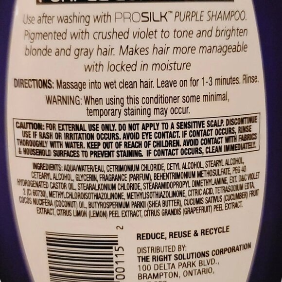 2x Pro Silk Salon Purple Conditioner With Coconut Oil & Shea Butter 14 Fl Oz - Picture 3 of 4